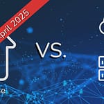 Vergleich on premise vs cloud, mit Balken "Kauflizenz endet - 1.April)